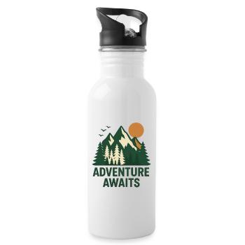 Adventure Forest Mountain Landscape - Water bottle with straw - white - Right