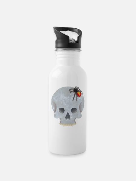 Skull with spider - Water bottle with straw - white