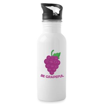Be Grapeful - jeu de mots drôle de raisin violet - Gourde avec paille intégrée - blanc - Droite