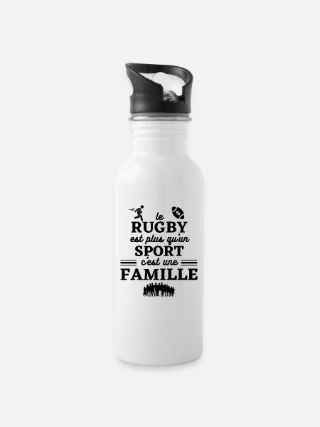 Rugby - Gourde avec paille intégrée - blanc