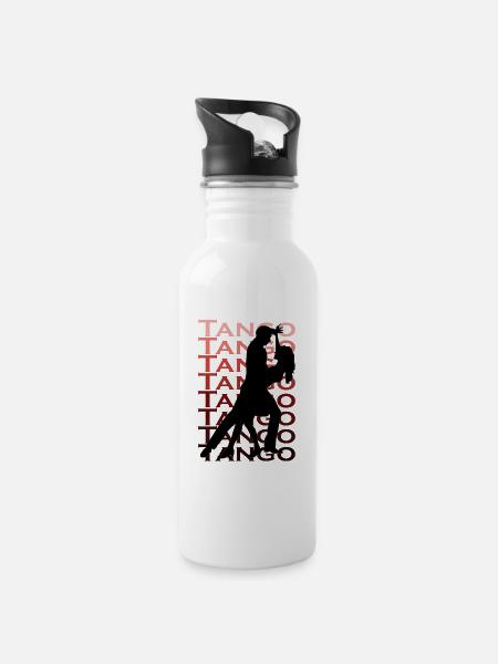 tango - Water bottle with straw - white