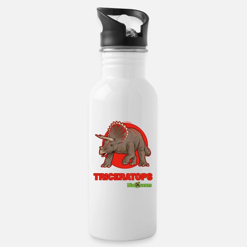 Schleich Dinosaurs Triceratops - Trinkflasche mit integriertem Trinkhalm - Weiß