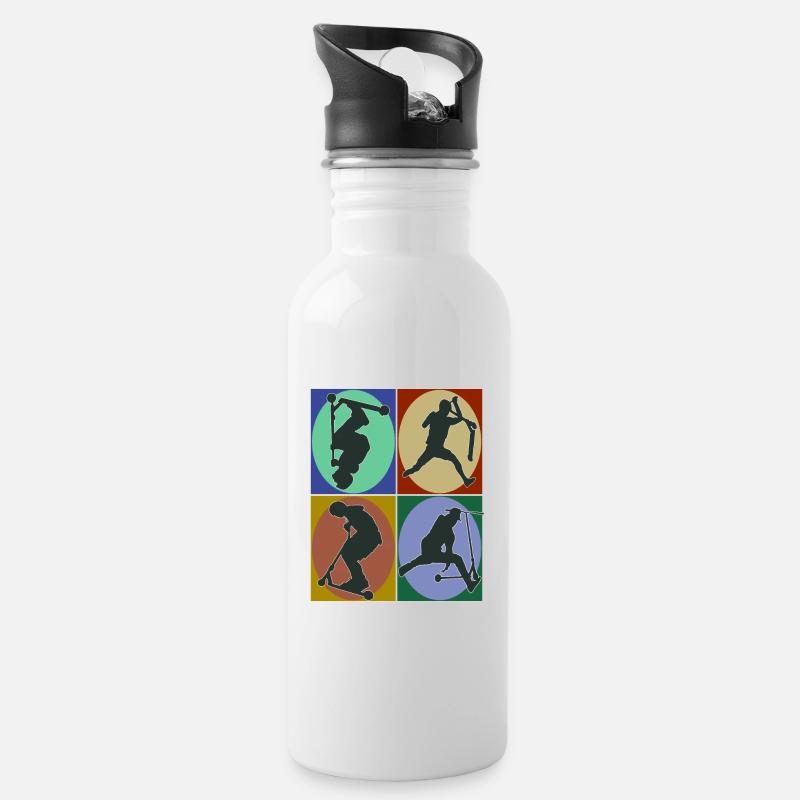 Scooter - Trinkflasche mit integriertem Trinkhalm - Weiß
