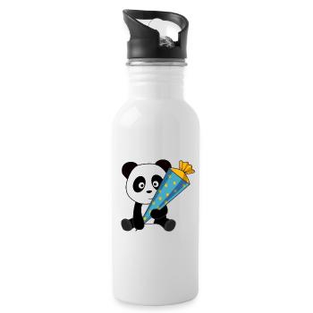 Panda Schule Einschulung Kita 2021 - Trinkflasche mit integriertem Trinkhalm - Weiß - Rechts