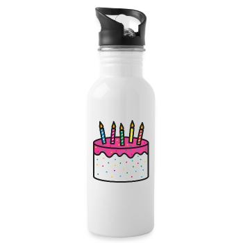 Geburtstagskuchen Geschenkidee Geburtstag - Trinkflasche mit integriertem Trinkhalm - Weiß - Rechts