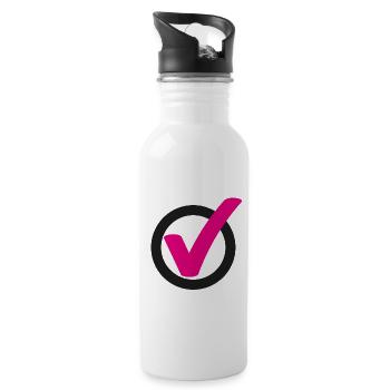 Tick Check mark sign - Water bottle with straw - white - Right
