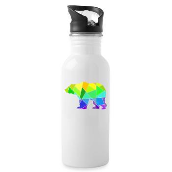 Bear Colorful Geometric Figures - Water bottle with straw - white - Right