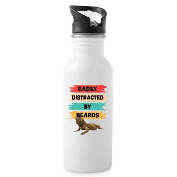 Bärtiger Drache - Leicht abgelenkt von Bärten - Trinkflasche mit integriertem Trinkhalm - Weiß - Rechts