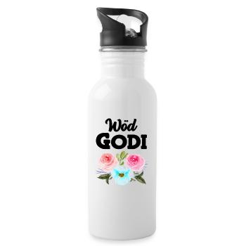 Wöd Godi Tolle Godi Taufpatin Österreich Sprüche - Trinkflasche mit integriertem Trinkhalm - Weiß - Rechts