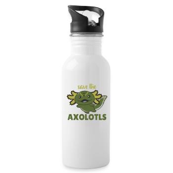 Axolotl cute animals kawaii anime save the axolotl - Water bottle with straw - white - Right