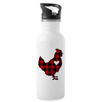 Buffalo Plaid Chicken - Water bottle with straw - white - Right