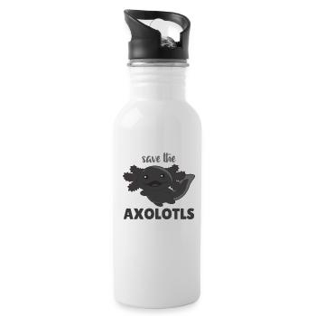 Axolotl cute animals kawaii anime save the axolotl - Water bottle with straw - white - Right