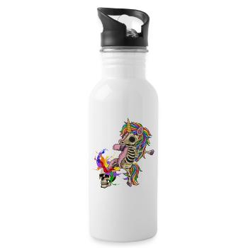 gothik skull lgbt dark unicorn queer lgbtq skelett - Trinkflasche mit integriertem Trinkhalm - Weiß - Rechts