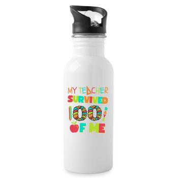 My Teacher Survived 100 Days Of Me 100 School Days - Water bottle with straw - white - Right