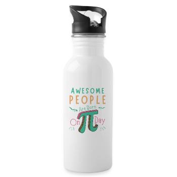 Awesome People Are Born On Pi Day - Water bottle with straw - white - Right