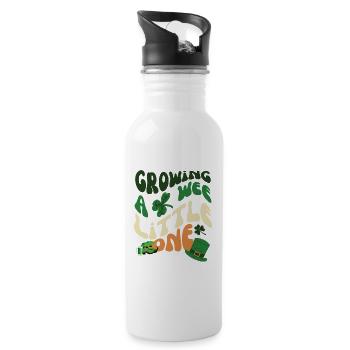 Growing A Wee Little One St. Patrick's Day Clover - Water bottle with straw - white - Right