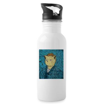 Cat Lovers i love Cat animal lovers - Trinkflasche mit integriertem Trinkhalm - Weiß - Rechts