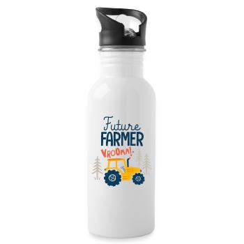 Baby boy future farmer - Water bottle with straw - white - Right
