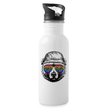 LGBT Homosexueller Vater Vatertag - Trinkflasche mit integriertem Trinkhalm - Weiß - Rechts