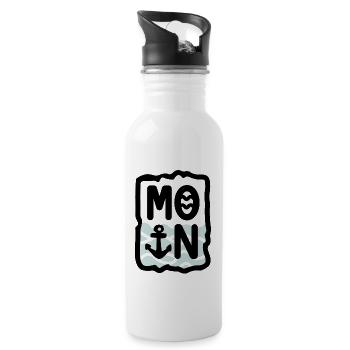Moin (farbig) - Trinkflasche mit integriertem Trinkhalm - Weiß - Rechts