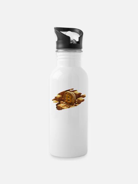 Bitcoin Treasure - Water bottle with straw - white