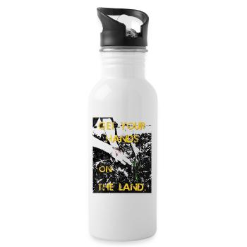 Legen Sie sich die Hände auf das Land - Trinkflasche mit integriertem Trinkhalm - Weiß - Rechts