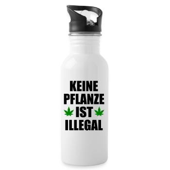 keine pflanze ist illegal - Trinkflasche mit integriertem Trinkhalm - Weiß - Rechts
