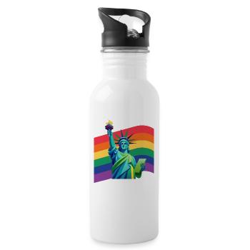 Statue of Liberty in Love - Trinkflasche mit integriertem Trinkhalm - Weiß - Rechts