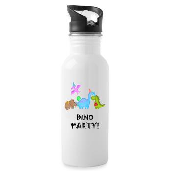 Birthday Boy Dinosaur Dino Party - Water bottle with straw - white - Right