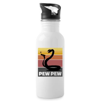 Schlange Pew Pew Geschenk - Trinkflasche mit integriertem Trinkhalm - Weiß - Rechts