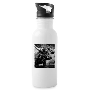 Bulle Porträt Taurus - Trinkflasche mit integriertem Trinkhalm - Weiß - Rechts