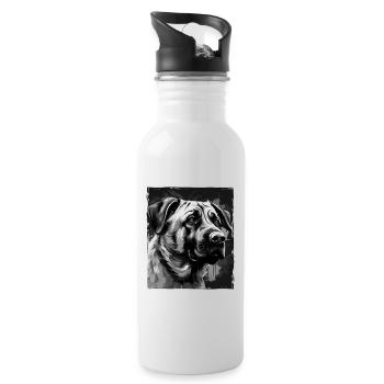Kangal Hund Porträt - Trinkflasche mit integriertem Trinkhalm - Weiß - Rechts