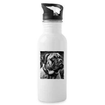 Mastiff Hund Porträt - Trinkflasche mit integriertem Trinkhalm - Weiß - Rechts