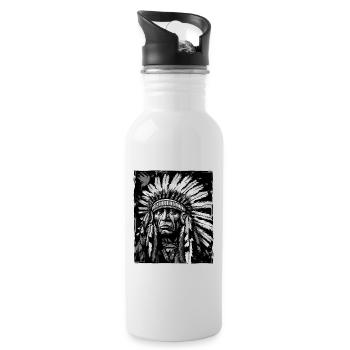 Apache Indian Chief Skull - Water bottle with straw - white - Right