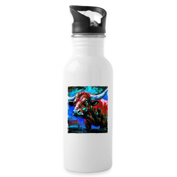 Bulle Porträt Taurus - Trinkflasche mit integriertem Trinkhalm - Weiß - Rechts