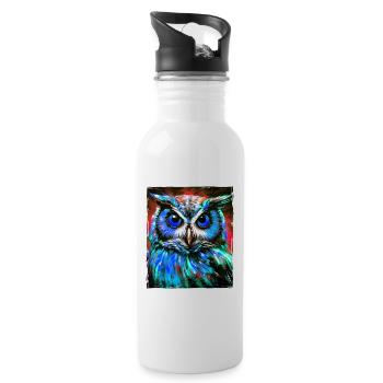 Portrait de hibou - Gourde avec paille intégrée - blanc - Droite