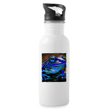 Frosch Porträt - Trinkflasche mit integriertem Trinkhalm - Weiß - Rechts