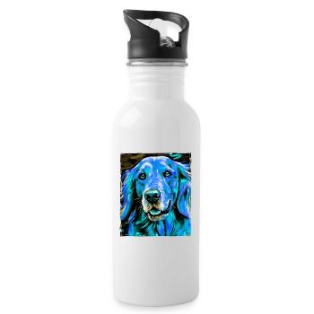 Portrait de chien Golden Retriever - Gourde avec paille intégrée - blanc - Droite