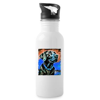 Labrador Hund Porträt - Trinkflasche mit integriertem Trinkhalm - Weiß - Rechts