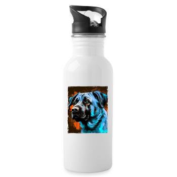 Kangal Hund Porträt - Trinkflasche mit integriertem Trinkhalm - Weiß - Rechts