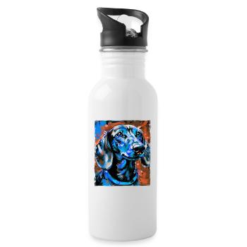 Dachshund Dog Portrait Dachshund - Water bottle with straw - white - Right
