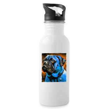 Mastiff Hund Porträt - Trinkflasche mit integriertem Trinkhalm - Weiß - Rechts