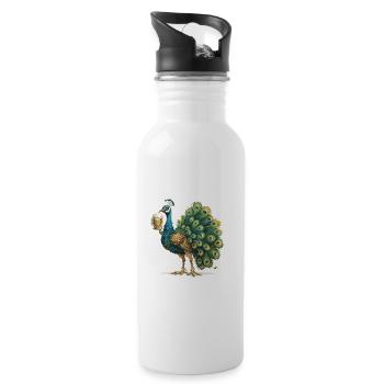Bière Peacock Bird Drôle - Gourde avec paille intégrée - blanc - Droite
