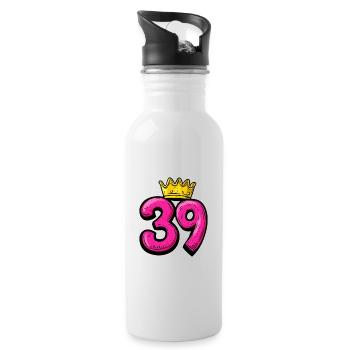 39 Number Crown - Water bottle with straw - white - Right