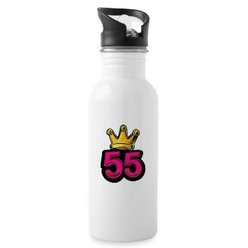 55 Zahl Krone - Trinkflasche mit integriertem Trinkhalm - Weiß - Rechts