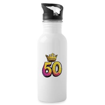 60 Number Crown - Water bottle with straw - white - Right
