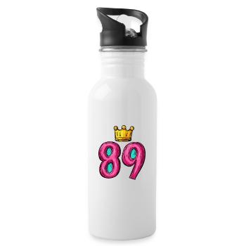 89 Number Crown - Water bottle with straw - white - Right