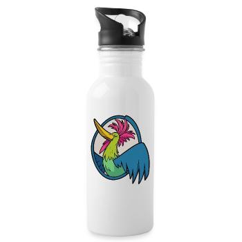 Bremen Town Musicians: Rooster for early risers! - Water bottle with straw - white - Right