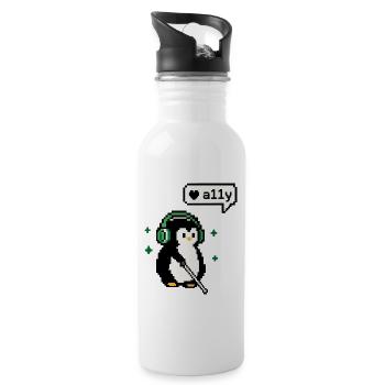 A11y Penguin - Pixel Accessibility - Trinkflasche mit integriertem Trinkhalm - Weiß - Rechts