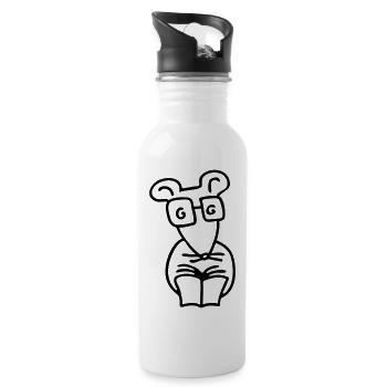 Leseratte - Line - Trinkflasche mit integriertem Trinkhalm - Weiß - Rechts
